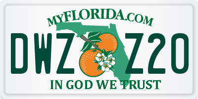 FL license plate DWZZ20