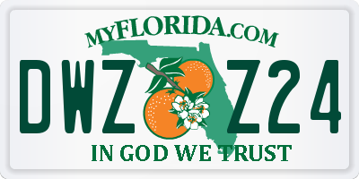 FL license plate DWZZ24