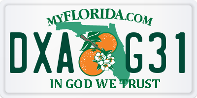 FL license plate DXAG31