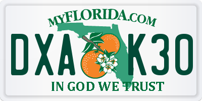 FL license plate DXAK30