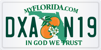 FL license plate DXAN19