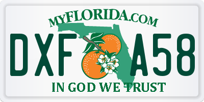 FL license plate DXFA58