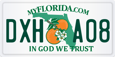 FL license plate DXHA08