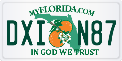 FL license plate DXIN87