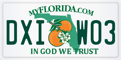 FL license plate DXIW03