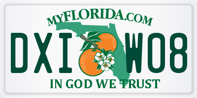 FL license plate DXIW08