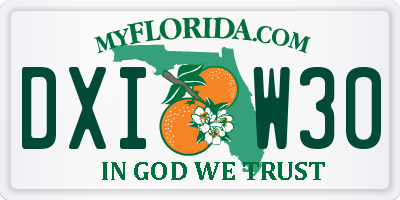 FL license plate DXIW30