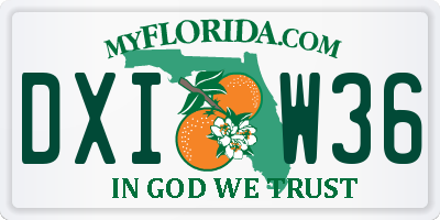 FL license plate DXIW36