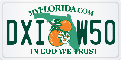 FL license plate DXIW50