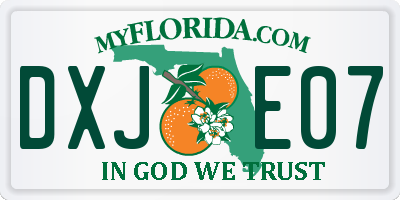 FL license plate DXJE07