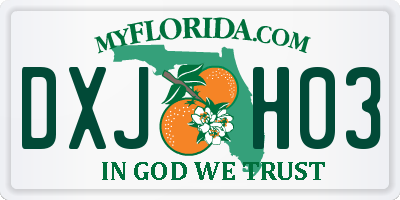 FL license plate DXJH03