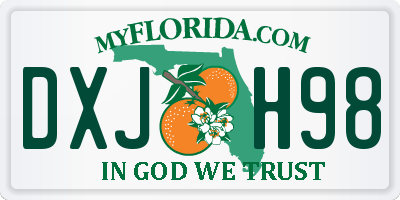 FL license plate DXJH98