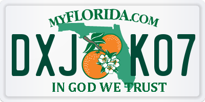 FL license plate DXJK07