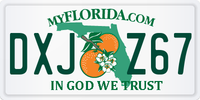 FL license plate DXJZ67