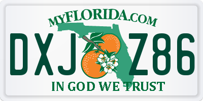 FL license plate DXJZ86