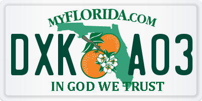 FL license plate DXKA03