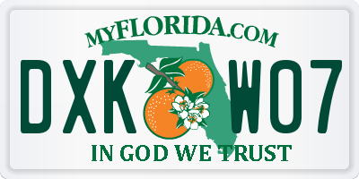 FL license plate DXKW07