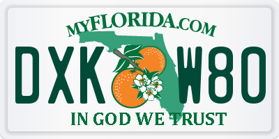 FL license plate DXKW80