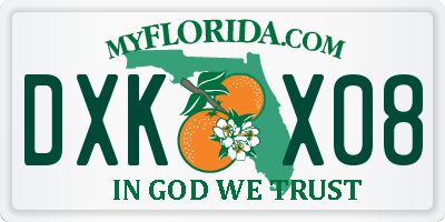 FL license plate DXKX08