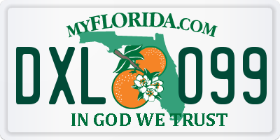 FL license plate DXLO99