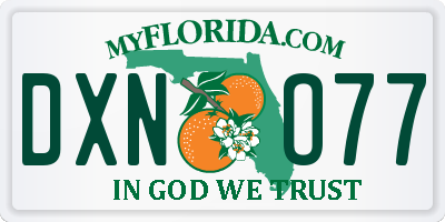 FL license plate DXNO77