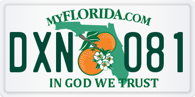 FL license plate DXNO81