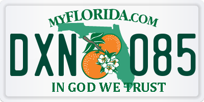 FL license plate DXNO85