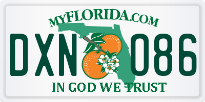 FL license plate DXNO86