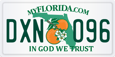 FL license plate DXNO96