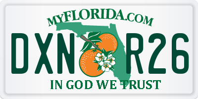 FL license plate DXNR26