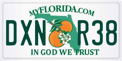 FL license plate DXNR38