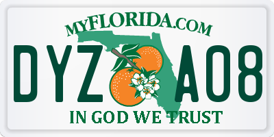 FL license plate DYZA08