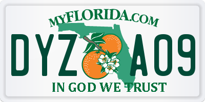 FL license plate DYZA09