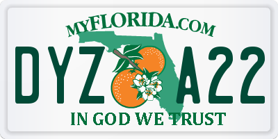 FL license plate DYZA22