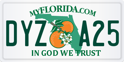 FL license plate DYZA25