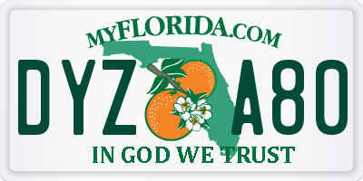 FL license plate DYZA80