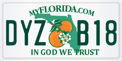 FL license plate DYZB18