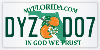 FL license plate DYZD07