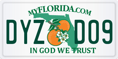 FL license plate DYZD09