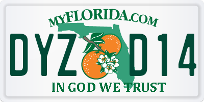 FL license plate DYZD14