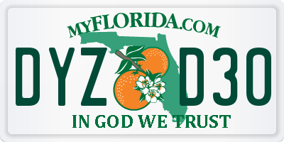 FL license plate DYZD30