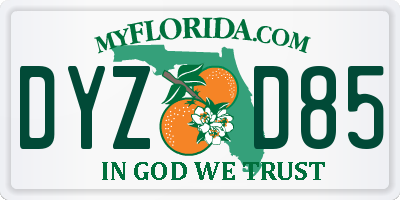 FL license plate DYZD85