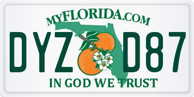 FL license plate DYZD87