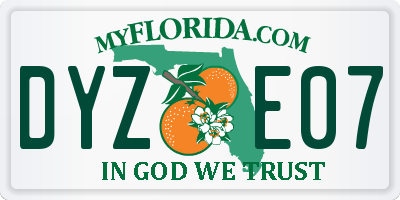 FL license plate DYZE07
