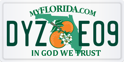 FL license plate DYZE09