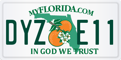FL license plate DYZE11