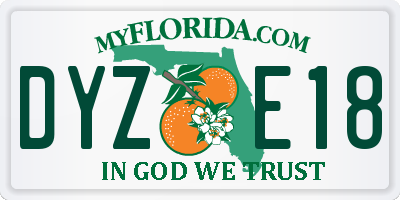 FL license plate DYZE18