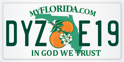 FL license plate DYZE19