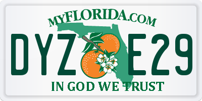 FL license plate DYZE29