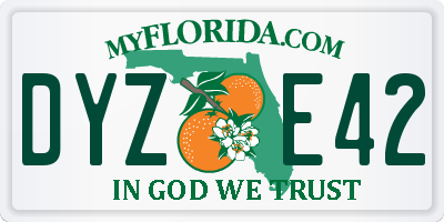 FL license plate DYZE42